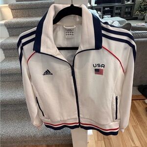 Adidas White and Navy USA Flag Hoodie
